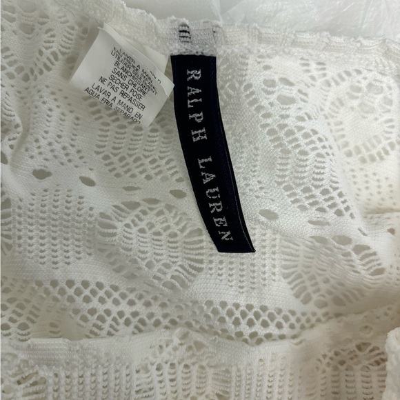 Ralph Lauren Crochet Drawstring Swim Bathing Suit Cover Up Medium White NEW - Picture 4 of 7